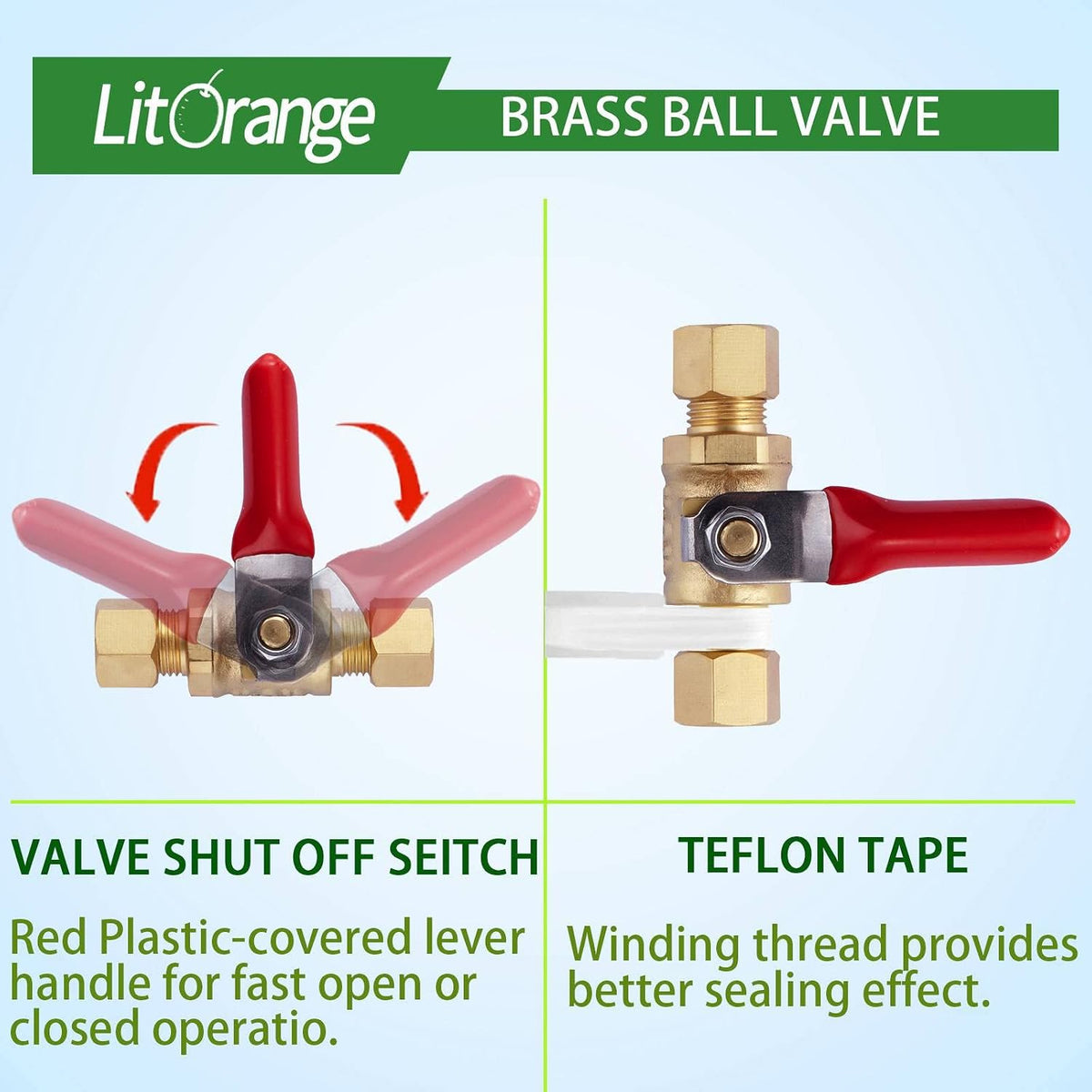 1 Pcs Lead-Free Brass Mini Ball Valve Shut Off Switch, 1/4 inch Compression
