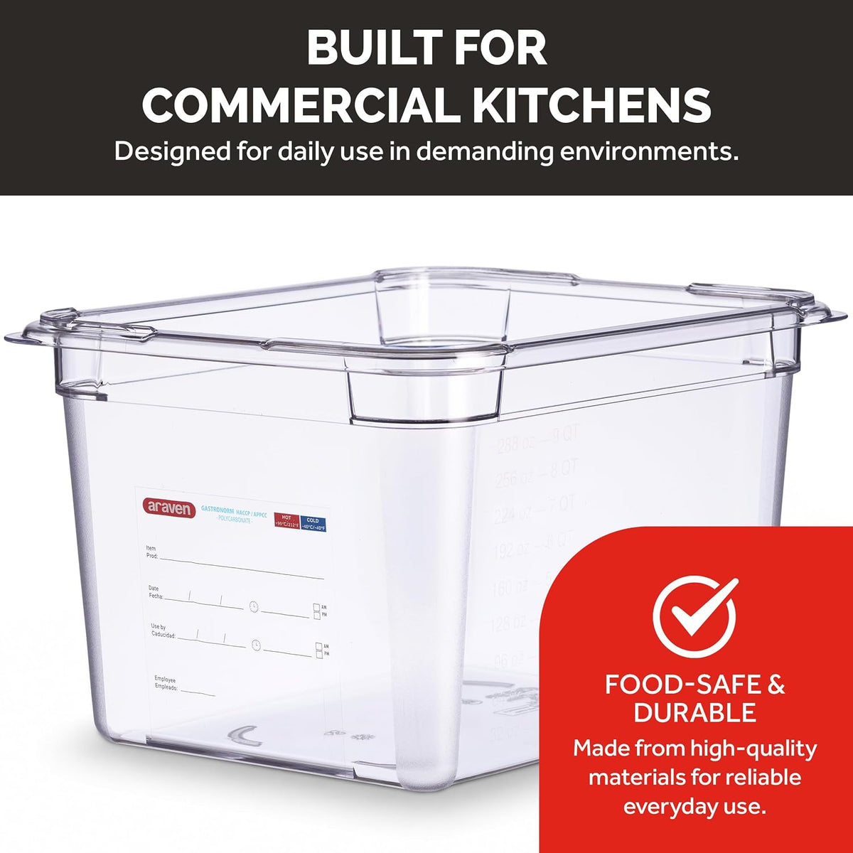 1/2 Size Food Pan, 8" Deep Polycarbonate