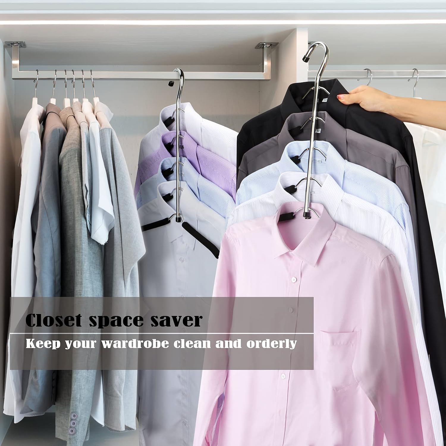 Hangers Space Saving Clothes Hanger 2 Packs | Non Slip Padded Coat Hanger 5 Layers Heavy Duty Stainless Steel Sweater