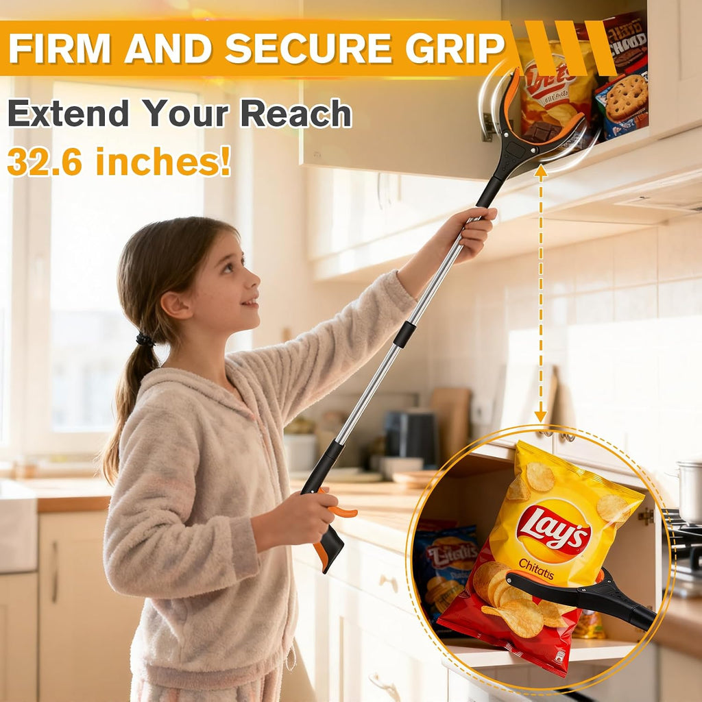 Grabber Reacher Tool - 32” Extra Long Foldable Gripper and Reaching Tool - 4 Pack Heavy Duty Pick Up Stick Grabbers