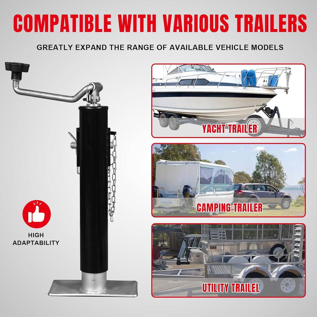2000 LBs Capacity Weld on Pipe Mount Swivel Trailer Jack, ATR39003R