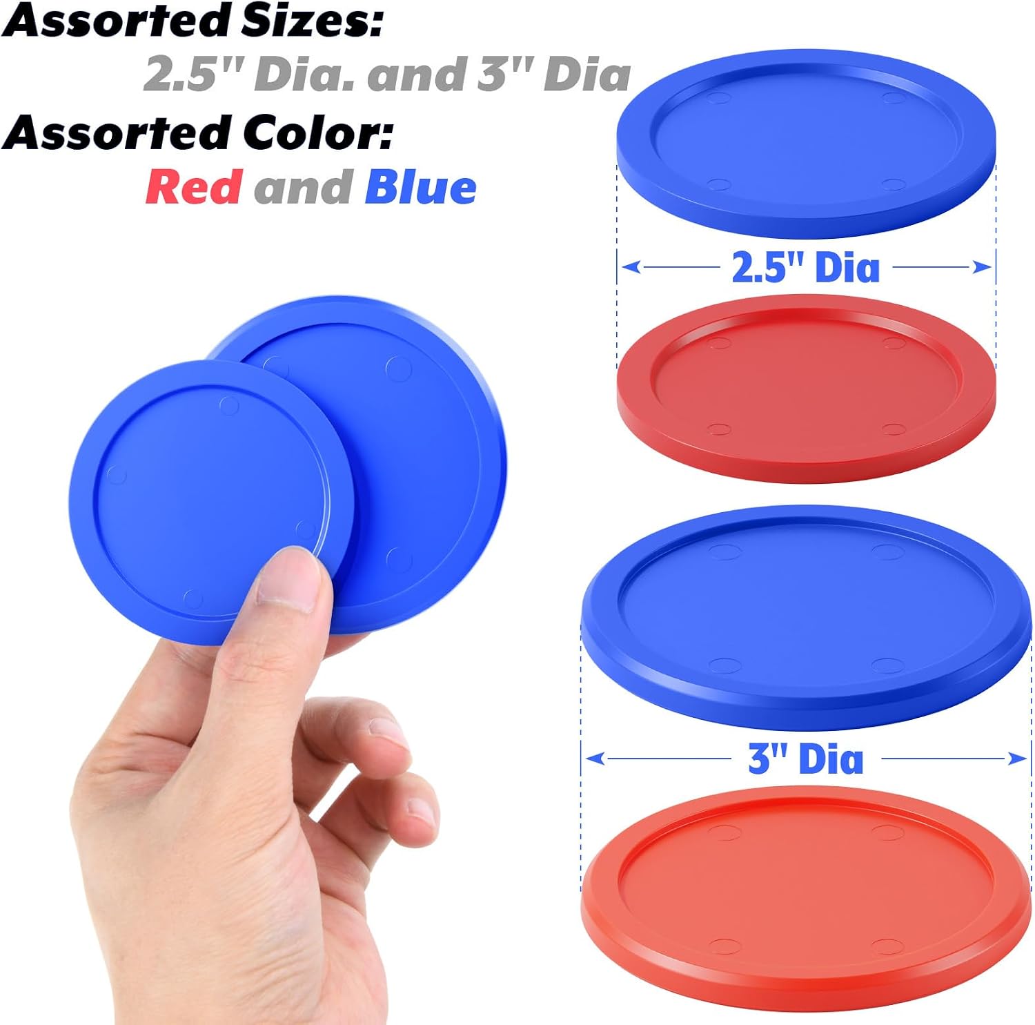 8 Pcs Air Hockey Pucks Compatible with Standard Pushers and Goal, Replacement Air Hockey Accessories for Game Room