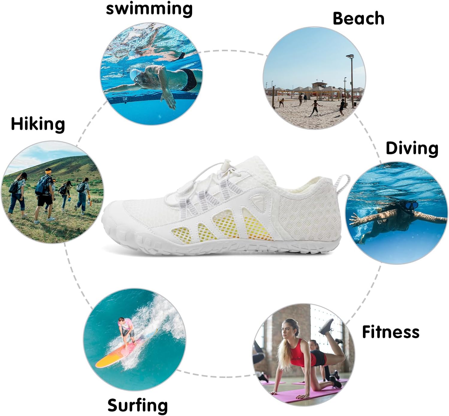Swim Water Shoes for Women Men Quick Dry Barefoot Aqua Sneakers Shoe for Beach Hiking Diving Boating River Outdoor