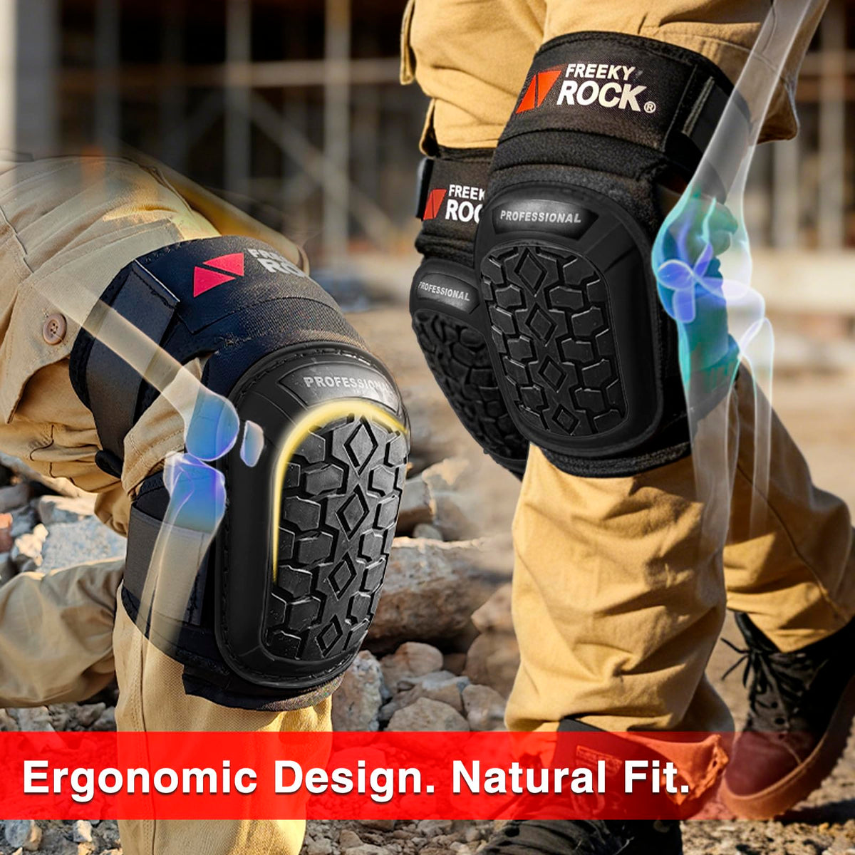Work Knee Pads for Men Construction, Knee Pads for Work, Orange