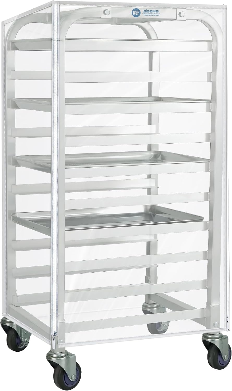 10-Tier Half Sheet Pan Rack with Cover, NSF Aluminum Speed Rack