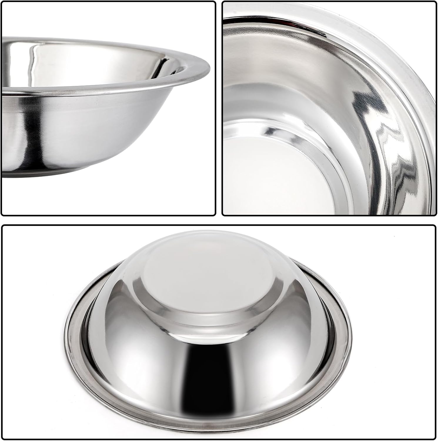 10 Pack Small Stainless Steel Bowls, 6 1/2 Inch Wide Kitchen Metal Bowl with Flat Base, 3/4 Quart Prep Bowls for Meal