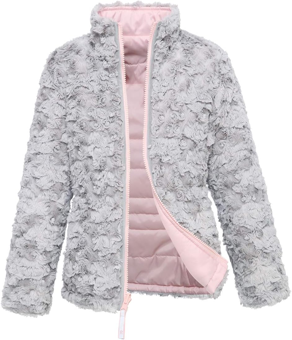 Girls' Reversible Water-Resistant Sherpa Fleece Puffer Jacket | Teddy|Winter Coat|Thermal Heat
