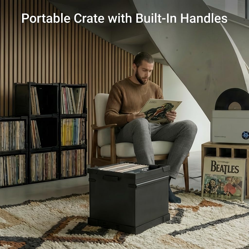 FlexiCube Vinyl Record Storage Box & Stackable Shelf (1 Cube)