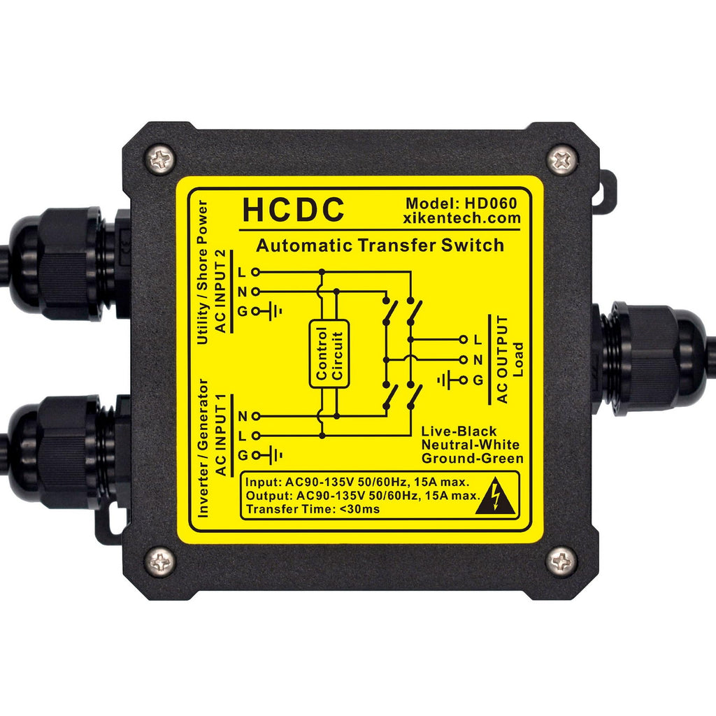 AC120V 15Amp Automatic Transfer Switch, ATS Auto Transfer Switch (NEMA 5-15P/R)