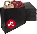Large Paper Bags w/Twist Handles | 60-Pack | Black 16x6x12