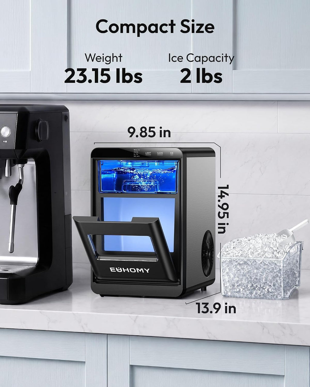 Nugget Ice Maker Countertop, 44lbs/24H, Ready in 7-10Mins, Black