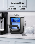 Nugget Ice Maker Countertop, 44lbs/24H, Ready in 7-10Mins, Black