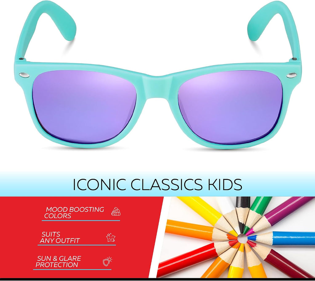 Kids Sunglasses for Boys Girls Age 3-12 - Shatterproof UV400 Toddler Children Sun Glasses