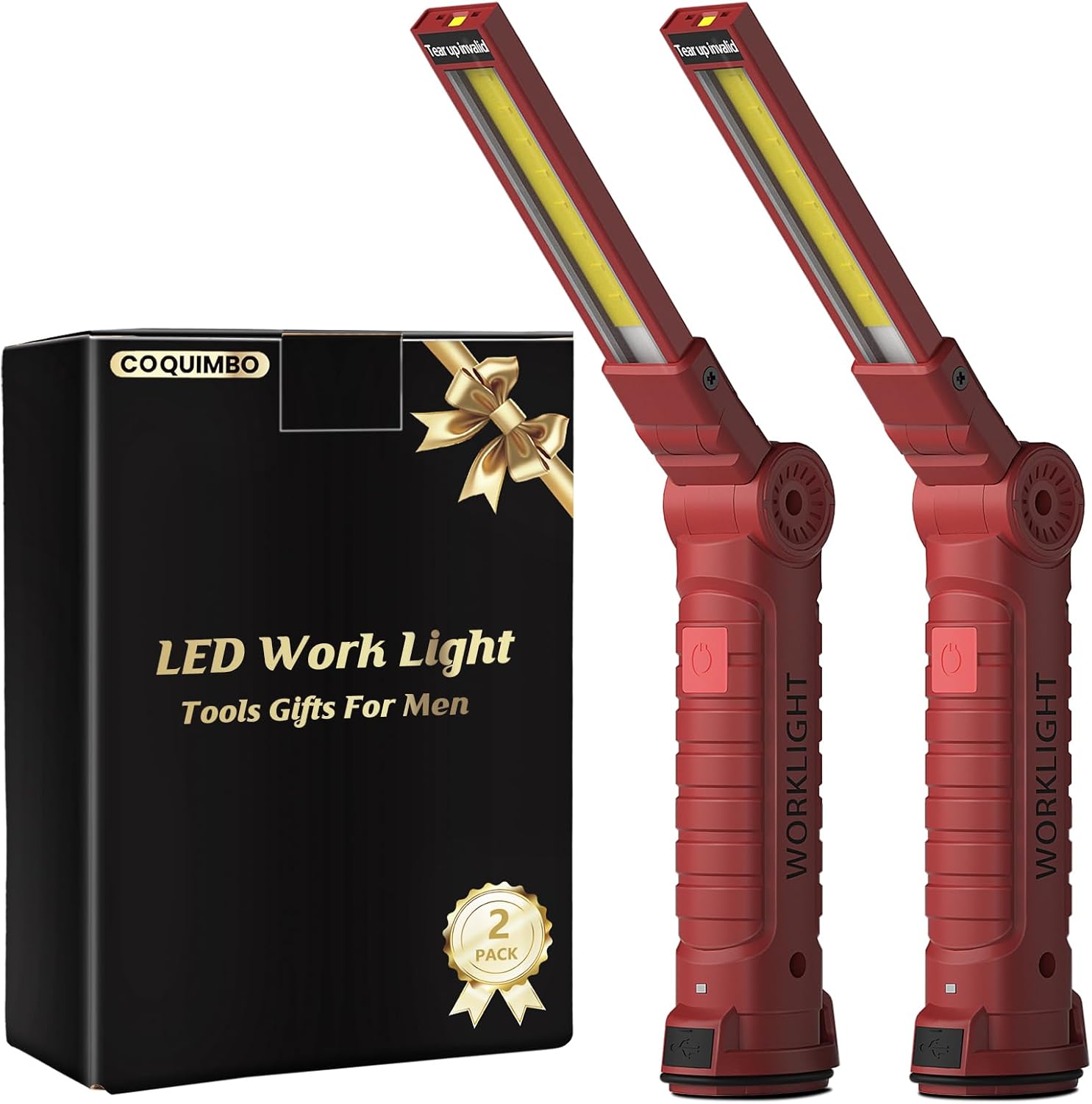 Tools Gifts for Men Dad Husband, Rechargeable LED Work Light Grill Accessories Magnetic Flashlight with Hanging Hook
