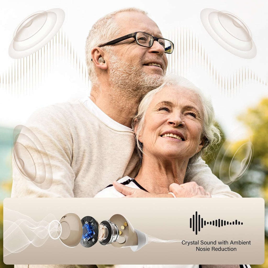 OTC Invisible Hearing Aids for Seniors, Rechargeable Hearing Amplifier for Adults, In-Ear Design with Noise