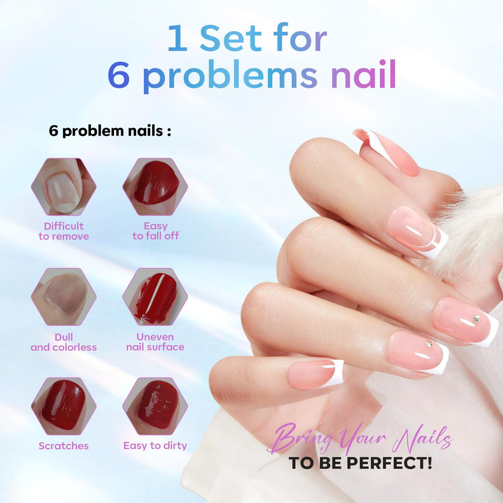 Gel Top Base Coat Set 15ml 2026 Upgrade No Wipe Super Shine | Clear Glossy Gel Polish Acid Free Shiny for Press Ons