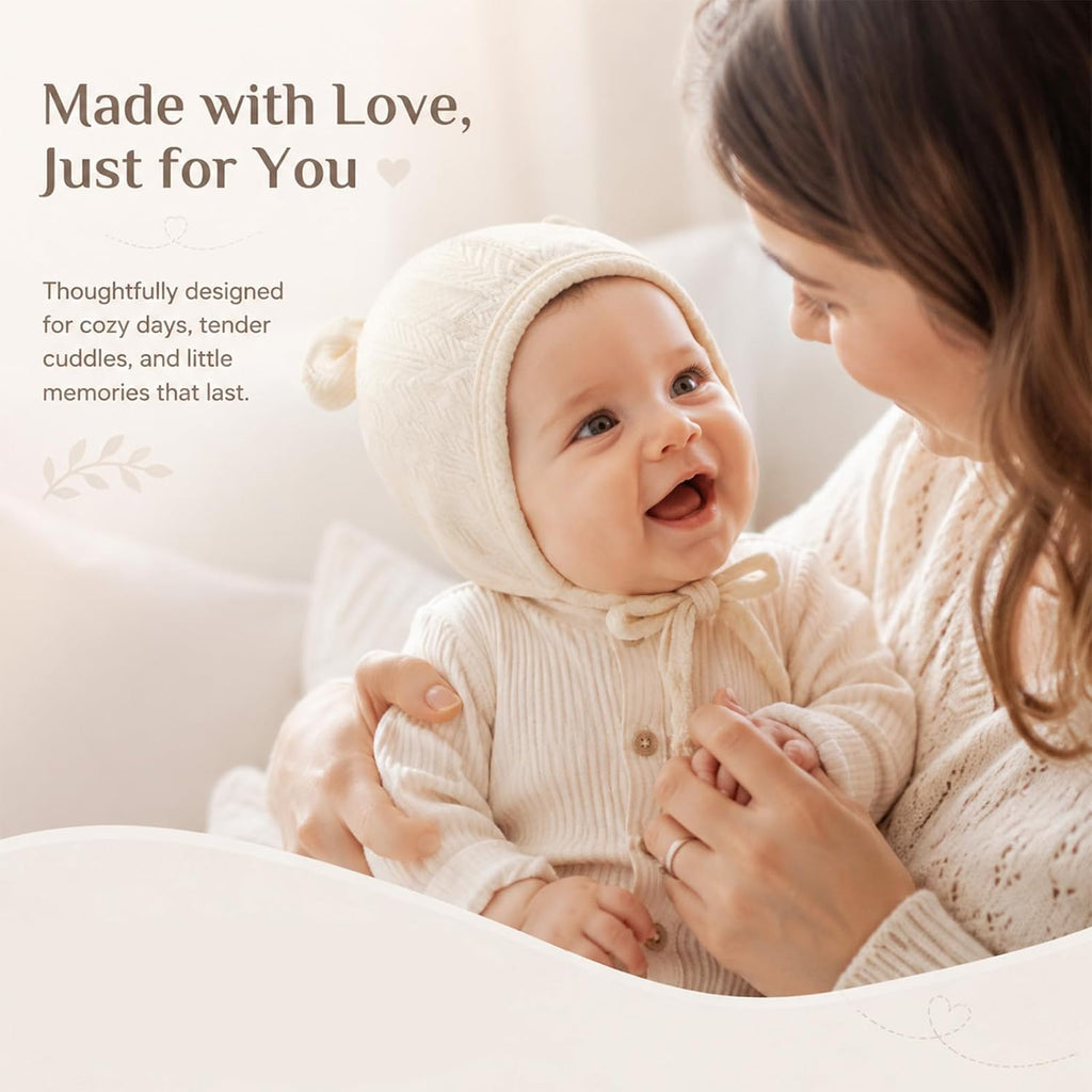 Newborn Hats Baby Beanie Hospital Hat with Ties Preemie 0-3 Months