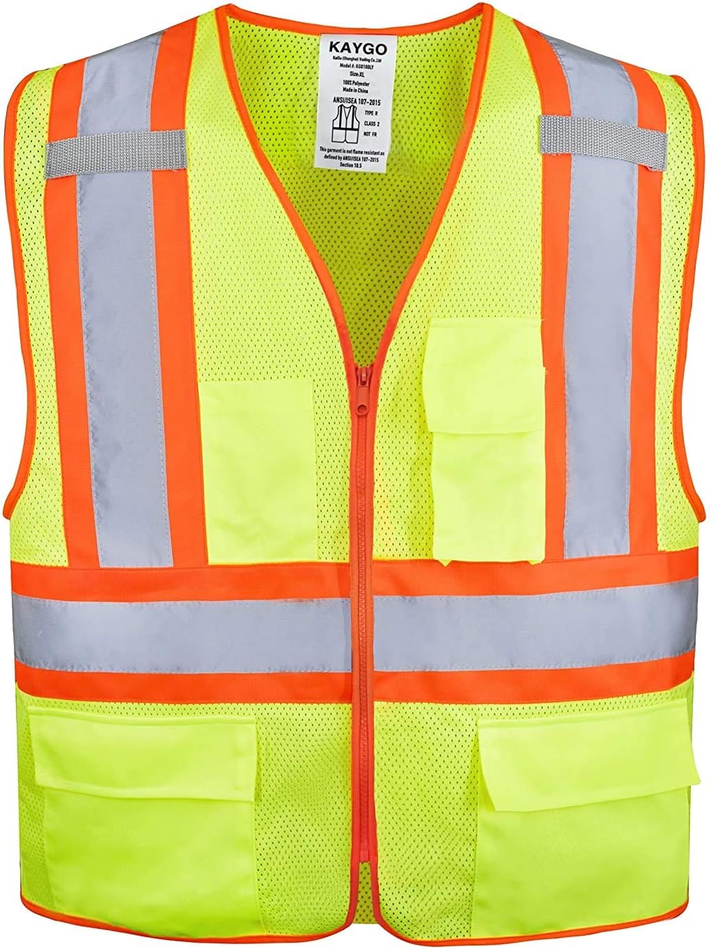 Reflective High Vis Safety Vest with Pockets for Men and Women KG0100 | Breathable Polyester Lightweight, Two-Tone
