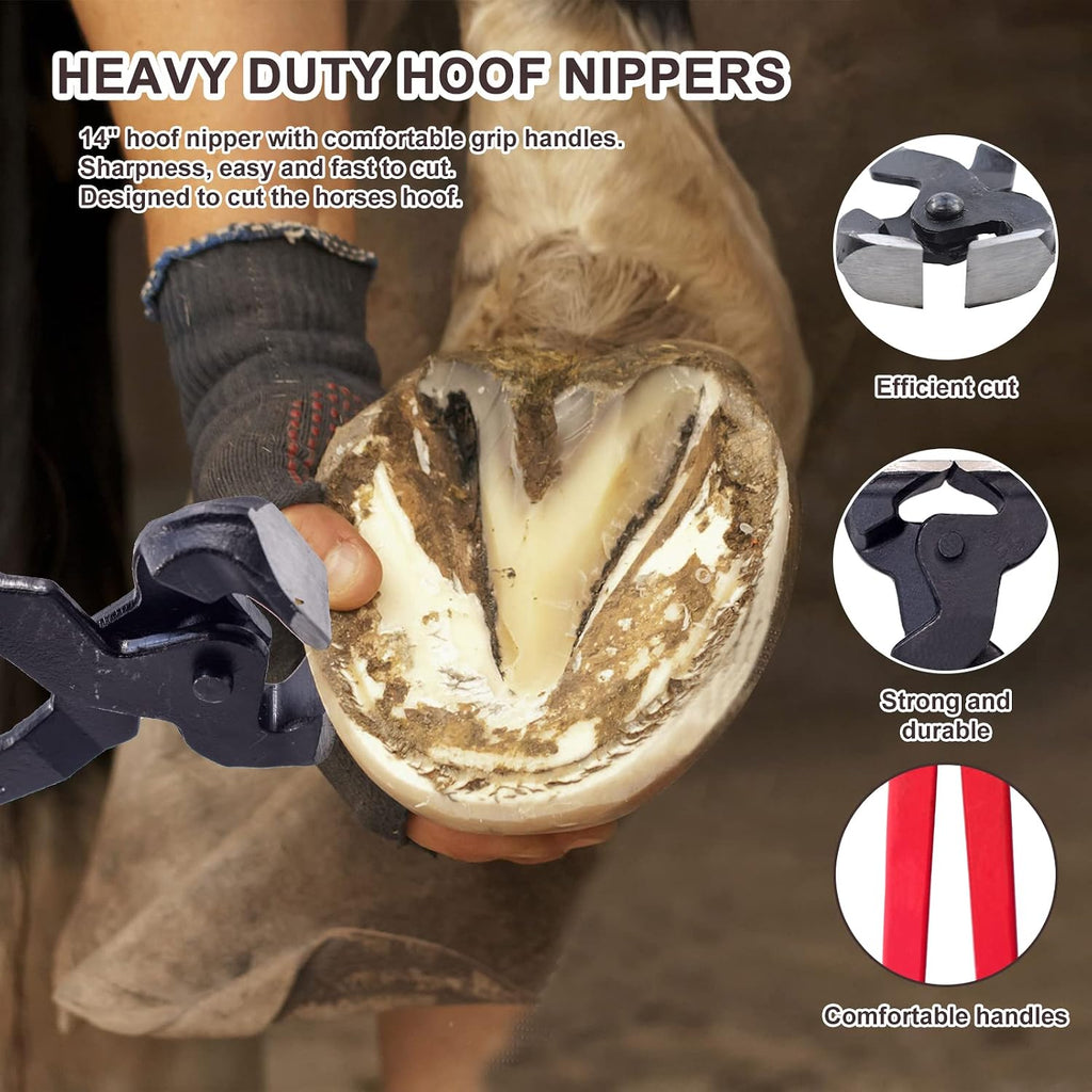 14 inch Horse Farrier Tool Kits - 6Pcs Professional Hoof Trimming Farrier Tools, Can Easily Trim the Hooves of
