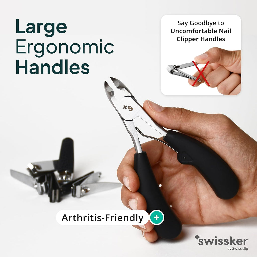 Swissker by Swissklip Heavy Duty Toenail Clippers for Men and Women – Professional Ergonomic Large Toe Nail Cutter &