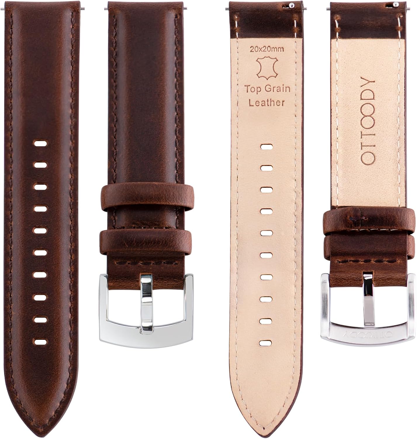 Leather Watch Bands Quick Release, Elegant Top Grain Leather Watch Straps for Men & Women, Choice of Color & Width