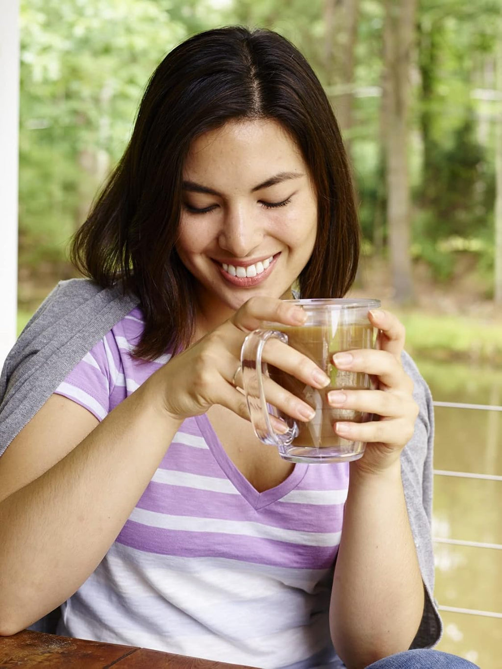 Clear & Colorful Tabletop Made in USA Double Walled Insulated Tumbler Travel Cup Keeps Drinks Cold & Hot, 16oz Mug
