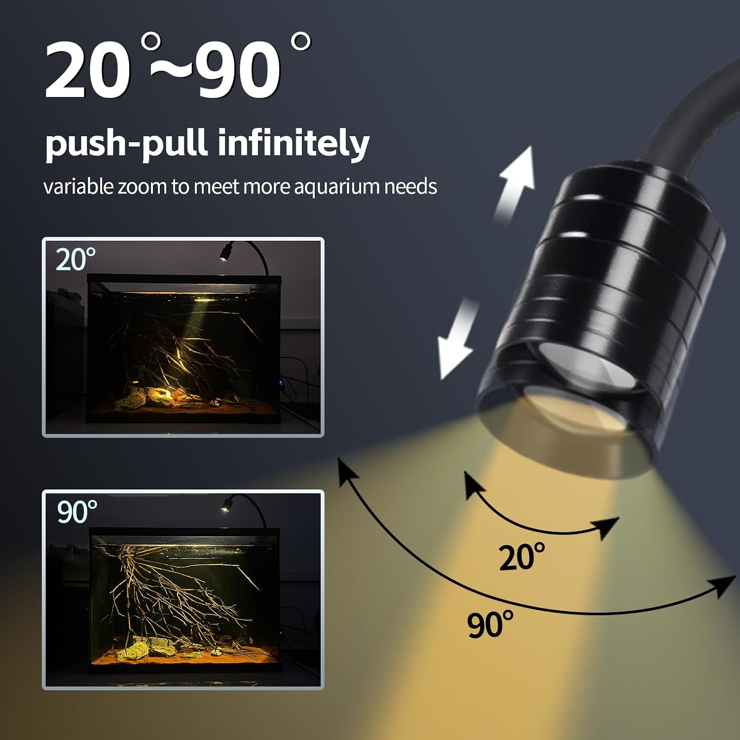 3W LED Aquarium Light, Clip On Fish Tank Lamp | Full Spectrum, 3 Color Modes, Adjustable Beam, Aluminum Housing