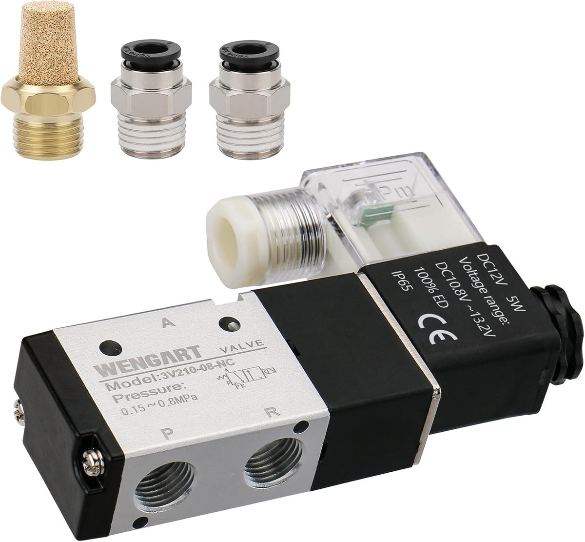 Wengart Pneumatic Solenoid Valve DIY Techs Single Acting Air Cylinder DC12V
