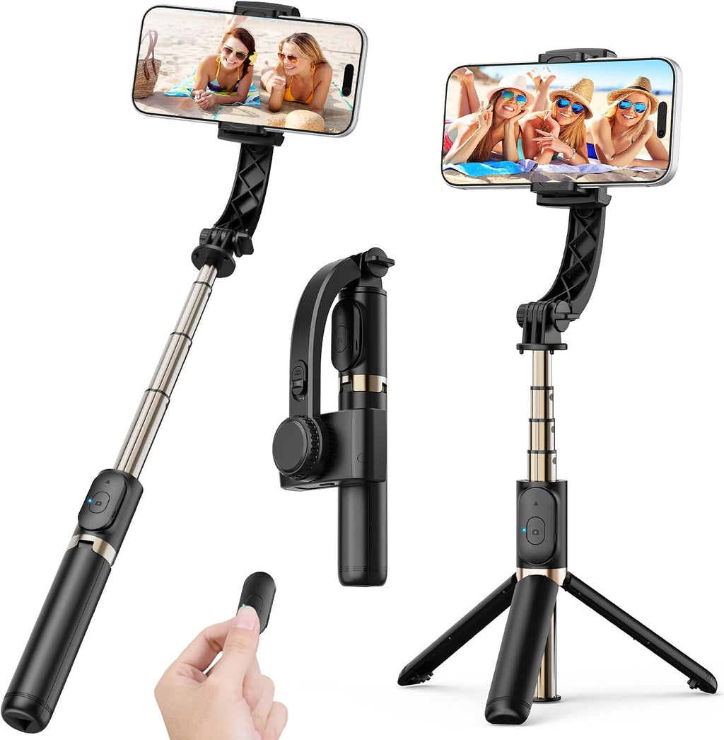 Gimbal Stabilizer for Smartphone, 1-Axis Auto Balance Handheld Gimbal, 360° Rotating Extendable Selfie Stick Tripod