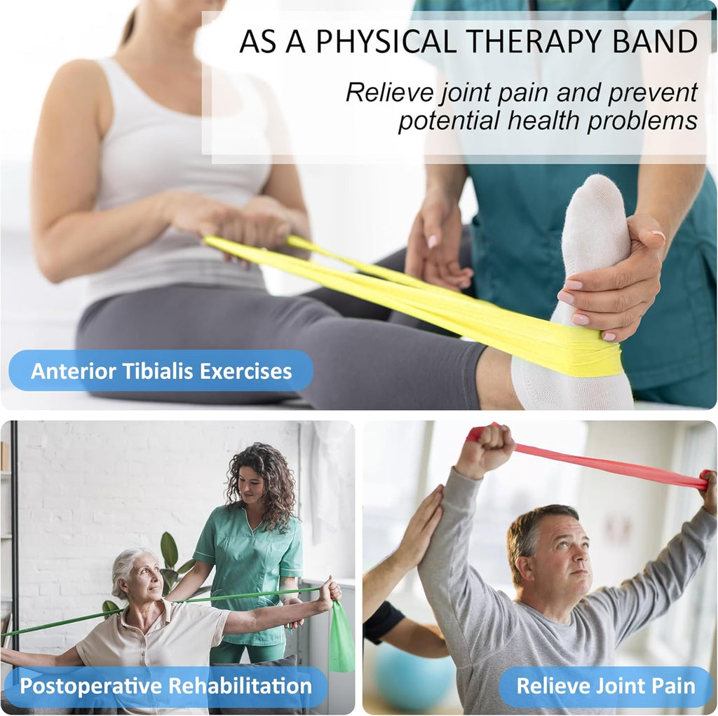 Resistance Bands Set for Physical Therapy, Rehab, Yoga and Pilates | Latex-Free elastic exercise bands suitable for