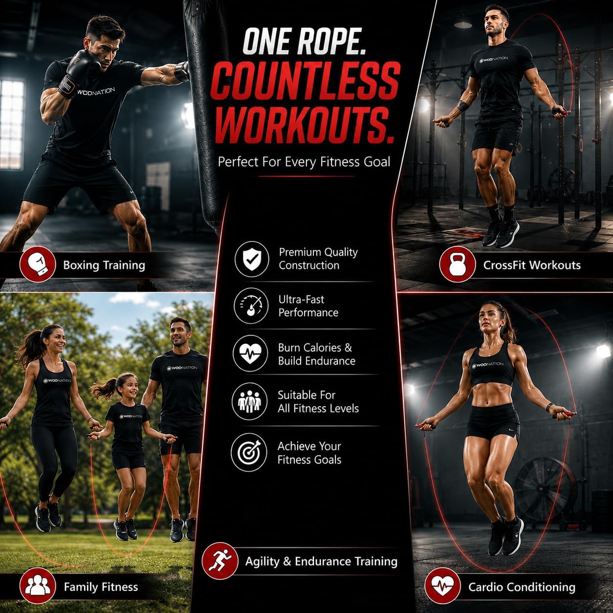 Adjustable Speed Jump Rope For Men, Women & Children - Blazing Fast Fitness Skipping Rope Perfect for Boxing, MMA