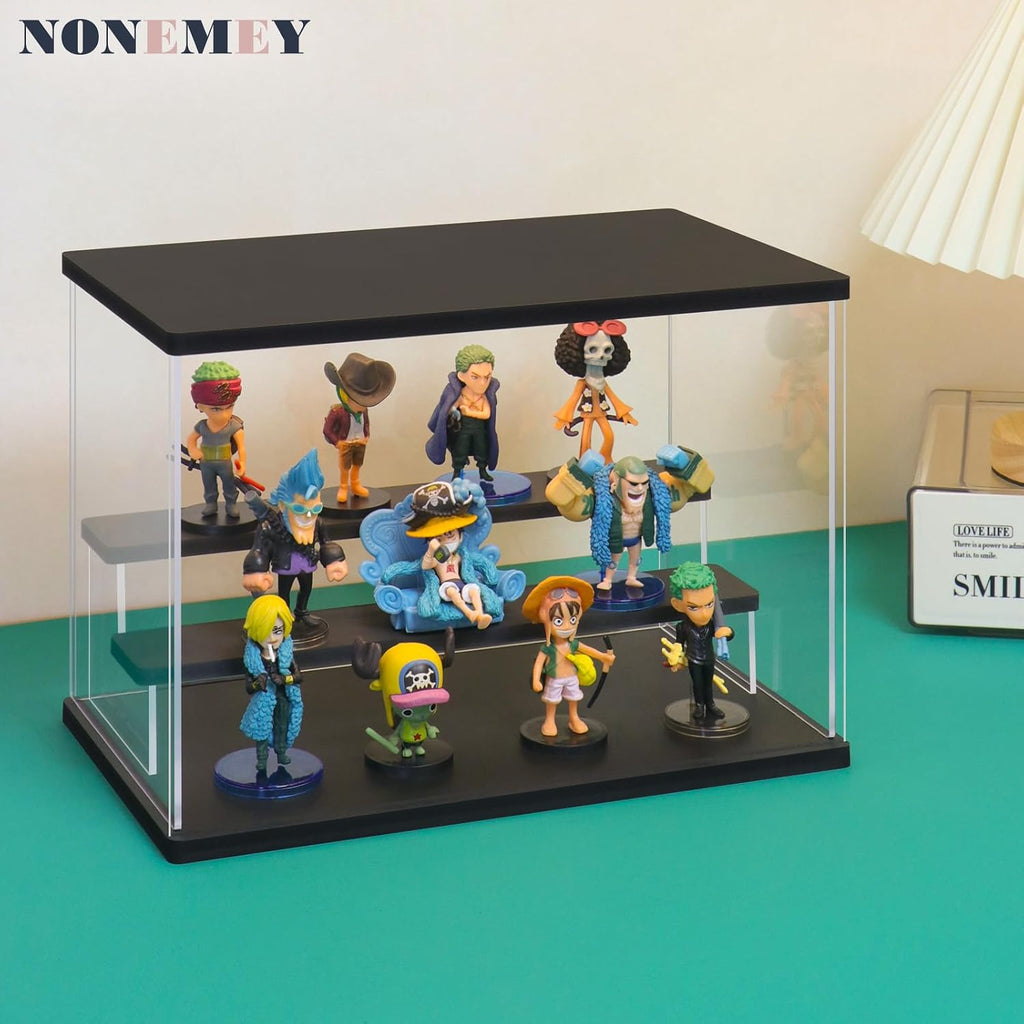 Acrylic Display Case with Light, Upgraded 3 Color Light & Adjustable Brightness Showcase ,3 Tier Dustproof Clear Toy