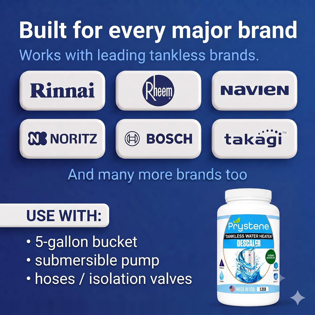 Tankless Water Heater Descaler - Professional Powder Cleaner (1.2 lbs) - Removes Limescale & Restores Efficiency