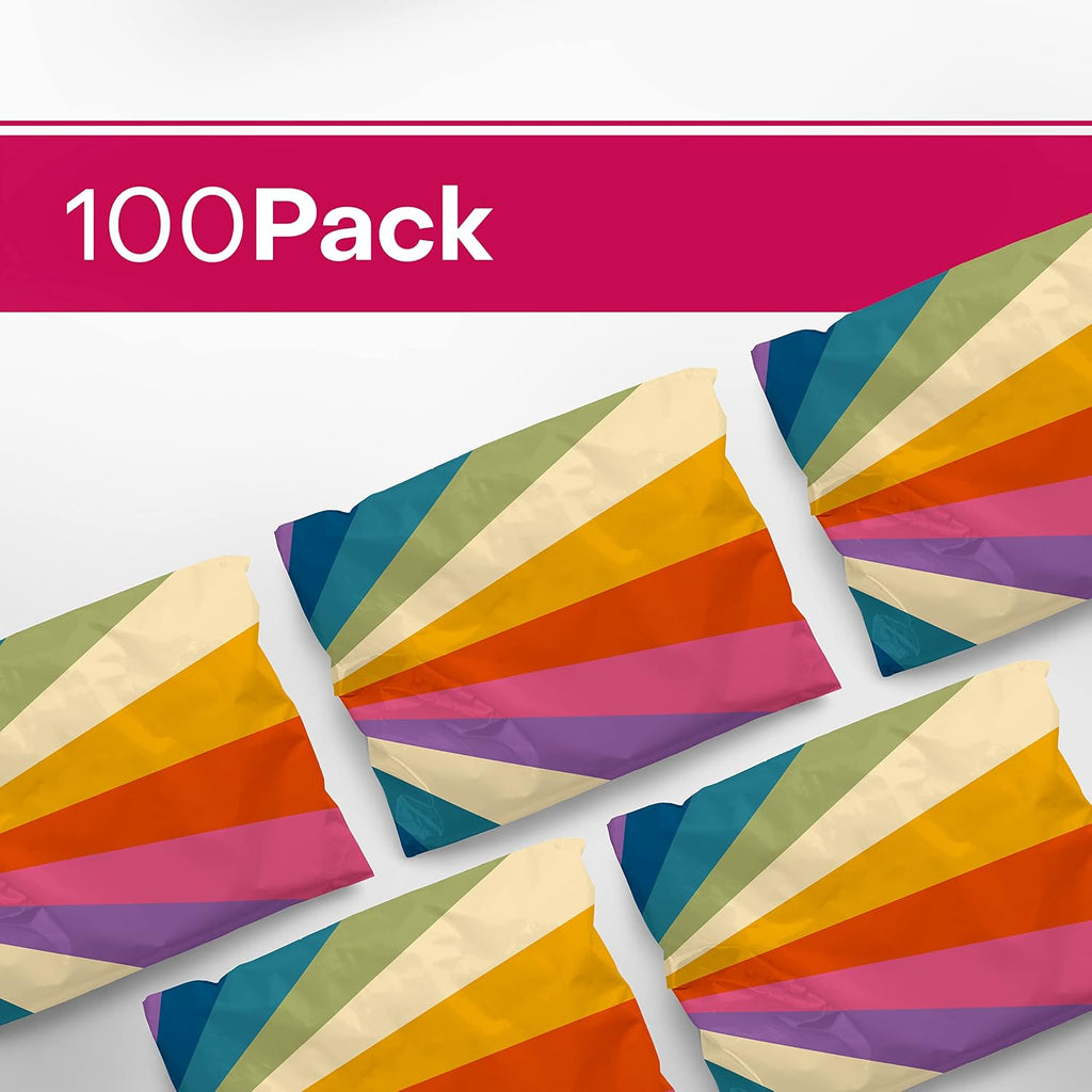 10x13 Poly Mailers, Retro Rainbow Shipping Bags, 100 Pack