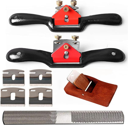 Spokeshave Set, 6pcs Metal Blades, Portable Plane & 4-Way Wood Rasp File | Adjustable Spokeshave Set Perfect For Wood