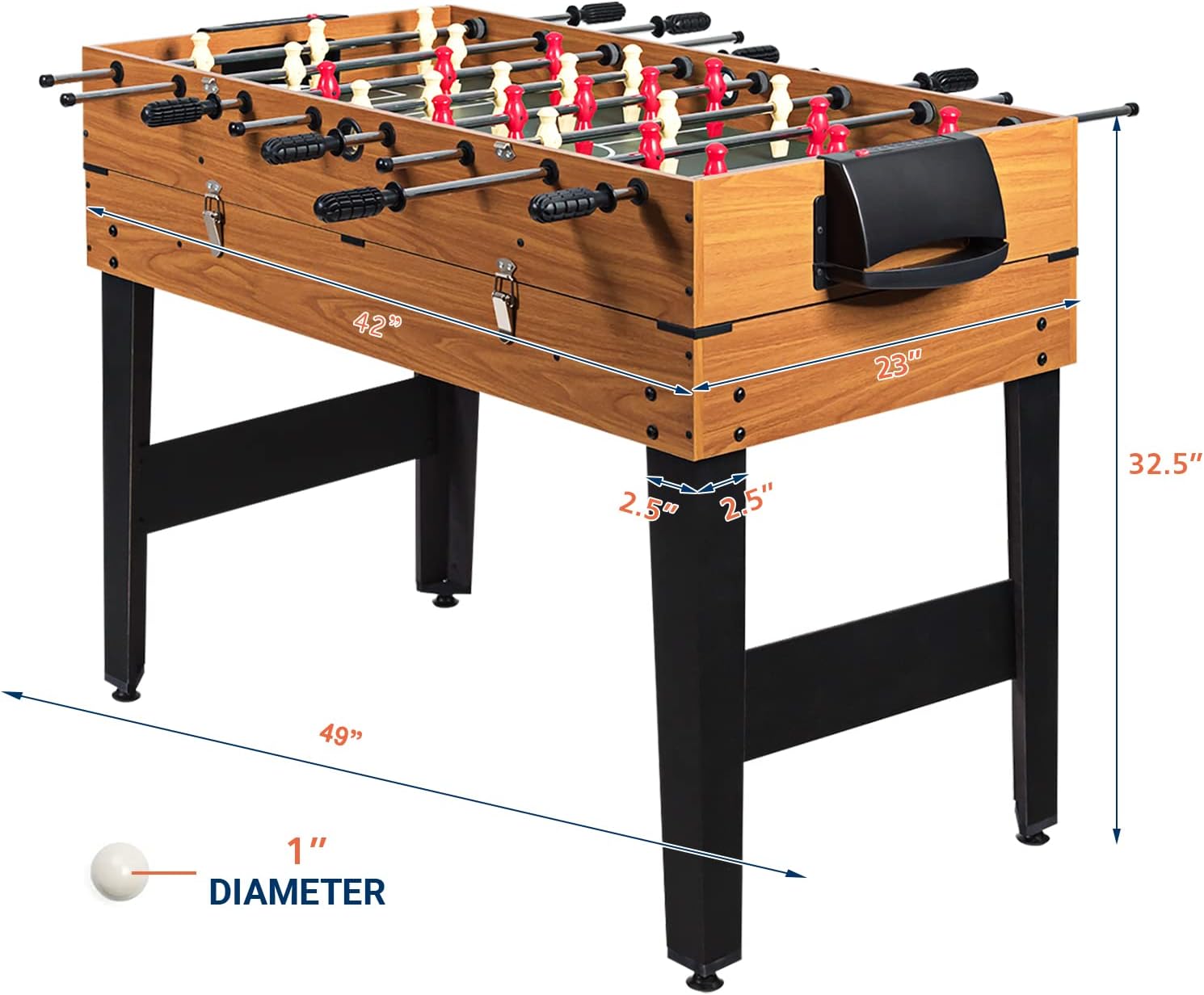 3 in 1 Multi Game Table, 49 Inch with Foosball Hockey & Billiards, Competition Sized Combo Game Table for Home, Game
