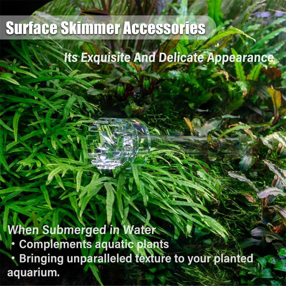 2-Pieces Self-Rotating Aquarium Surface Skimmer Accessories, Acrylic Oil Film Remover with Fine Filter Screen for