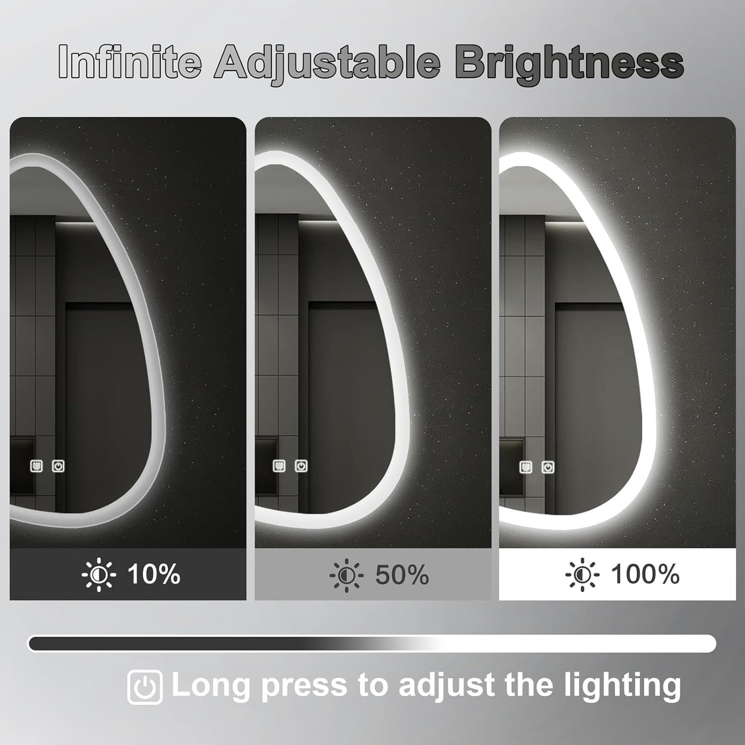 16x24 LED Bathroom Mirror with Lights Irregular, Lighted Bathroom Vanity Mirror for Wall, Front Lit and Backlight
