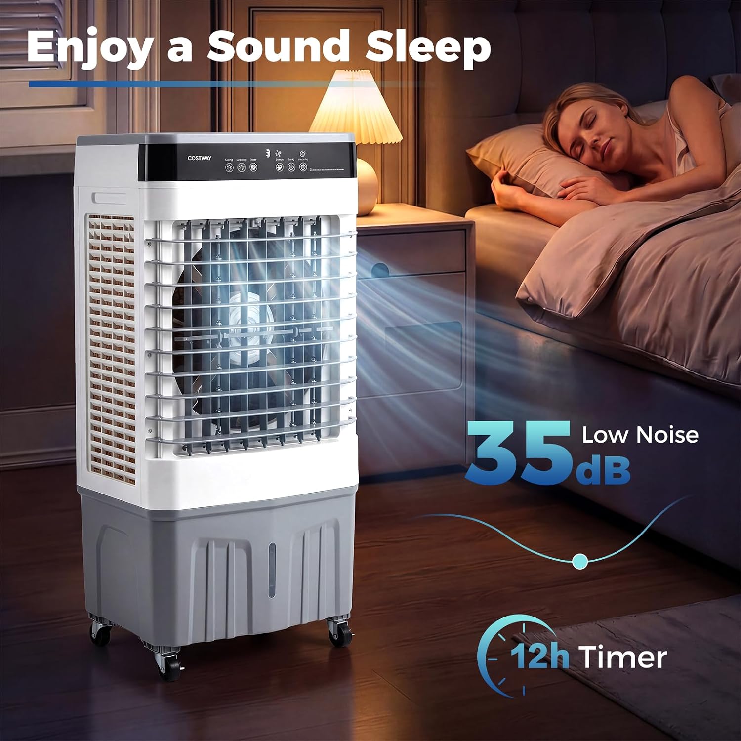 3-in-1 Swamp Cooler, 2100 CFM Evaporative Air Cooler, White | Portable Cooling Fan with Remote, 5.3 Gal Water Tank, 3