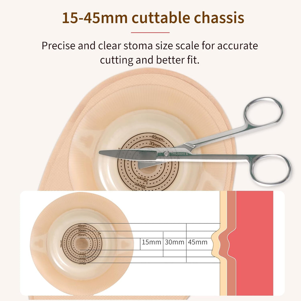 10 Pack Convex Colostomy Bags with A Belt, One Piece Ostomy Bag Drainable Pouches Ostomy Supplies for Uneven Wrinkled