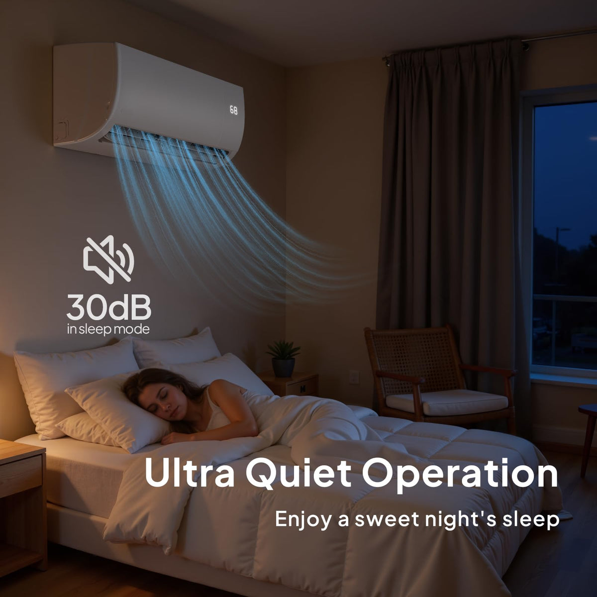 9000 BTU Mini Split AC/Heating System, 19SEER2 Inverter Ductless Wall AC Unit, Energy Efficient Air Conditioner with
