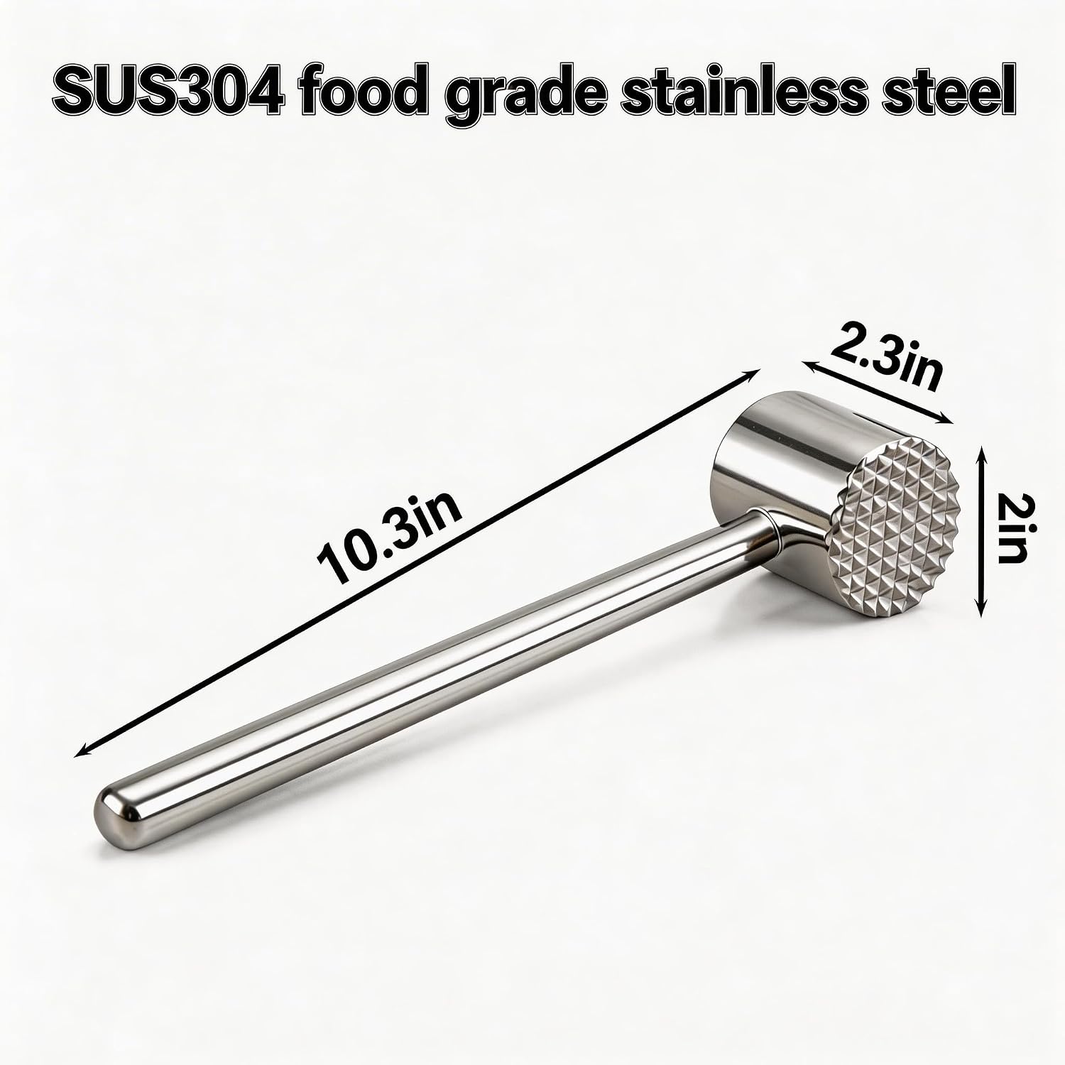 Stainless Steel Meat Tenderizer 18/8 Food Grade Kitchen Mallet Steak Pounder Flatterner for Beef and Poultry