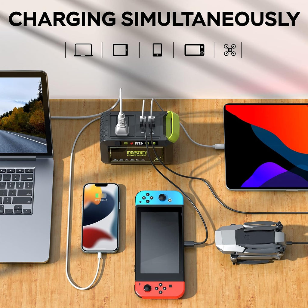 Portable Power Station 88Wh Camping Lithium Battery Solar Generator Fast Charging with AC Outlet 120W Peak Power