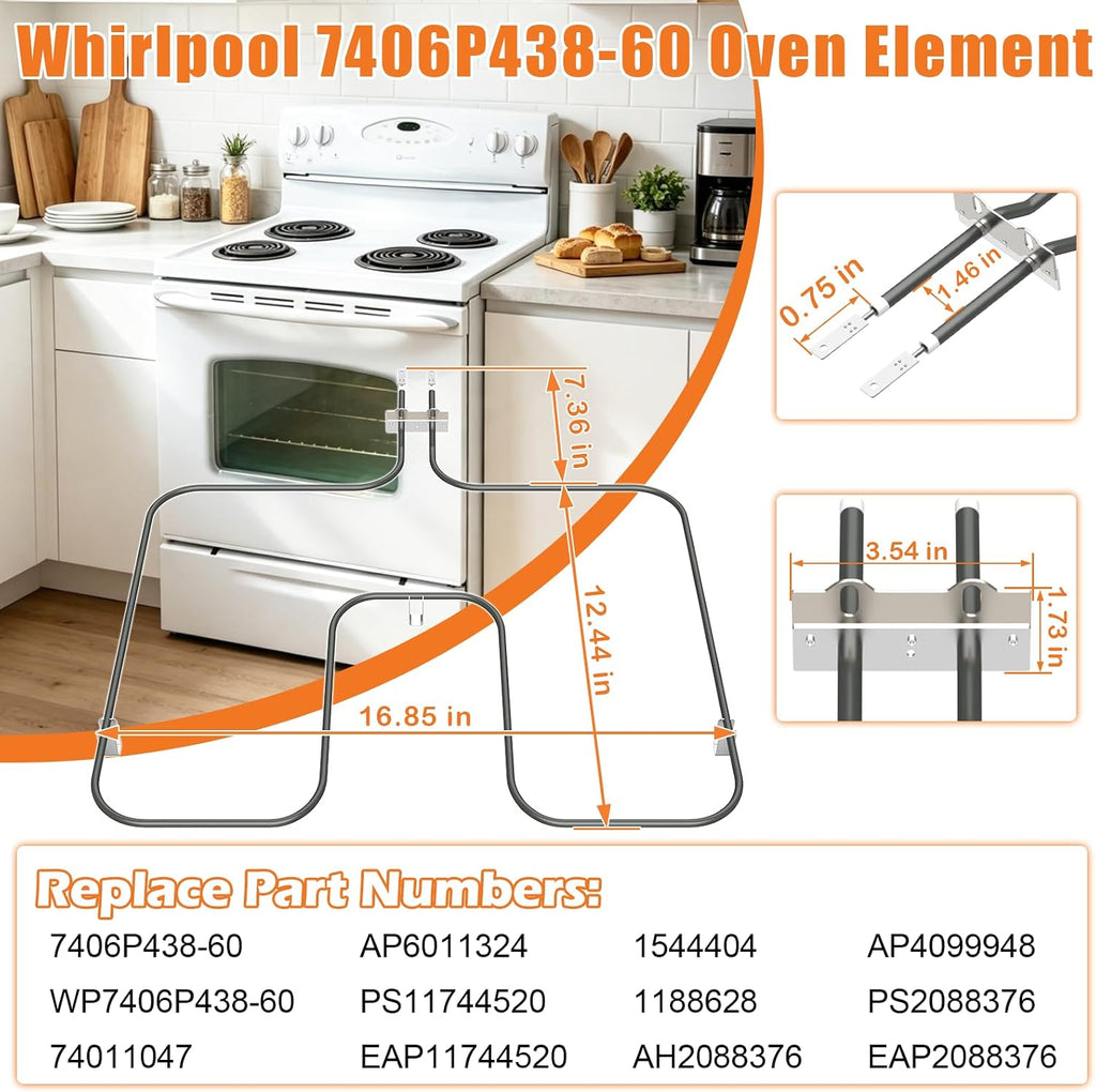 Upgraded 7406P438-60 Element For Whirlpool Oven Heating Element Replacement