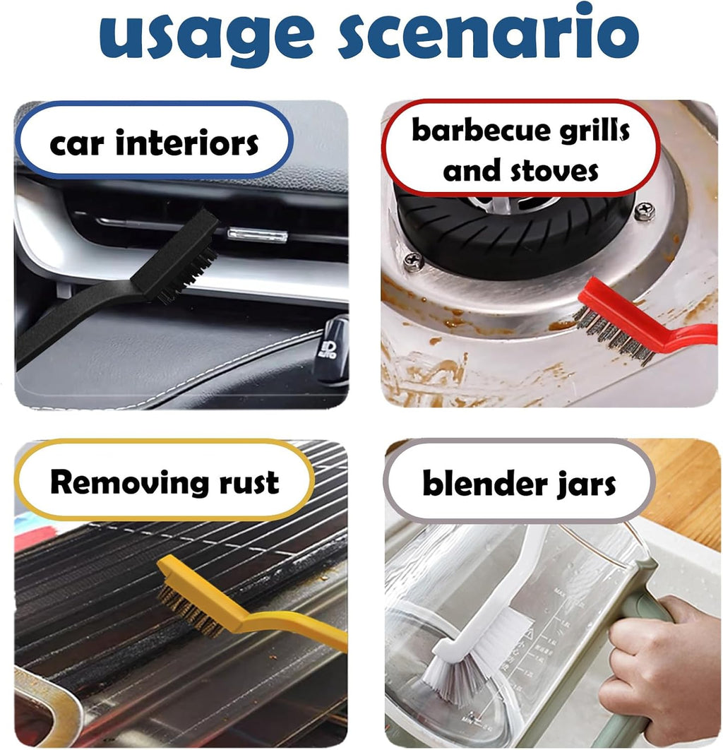 Crevice Cleaning Brush Set, Multi-Purpose Hard Bristle Brushes for Deep Cleaning Kitchen, Bathroom, Grout, Sink, Cup
