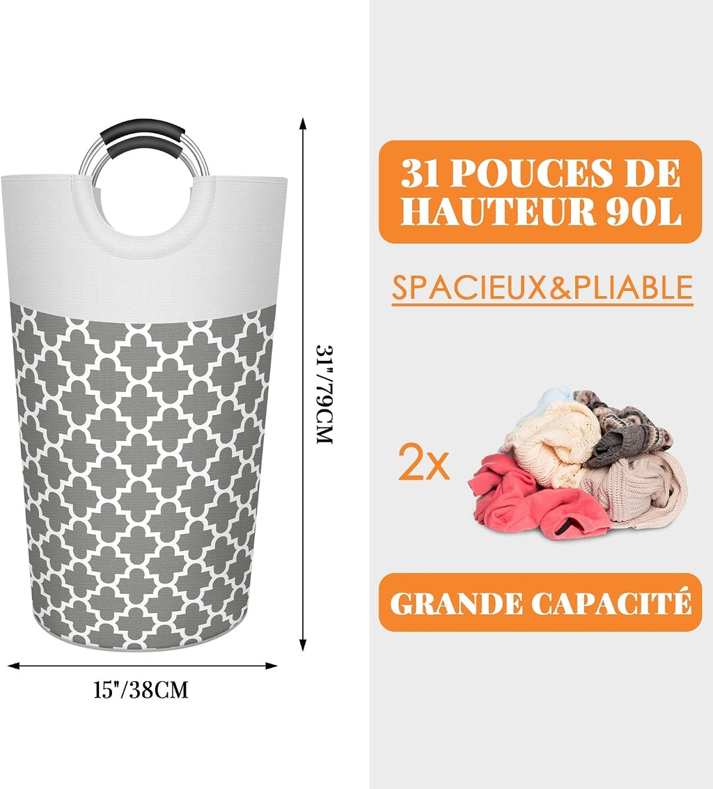 90L Light Laundry Basket (13 Colors), Waterproof Laundry Hamper, Laundry Bag with Padded Handles, Clothes Hamper