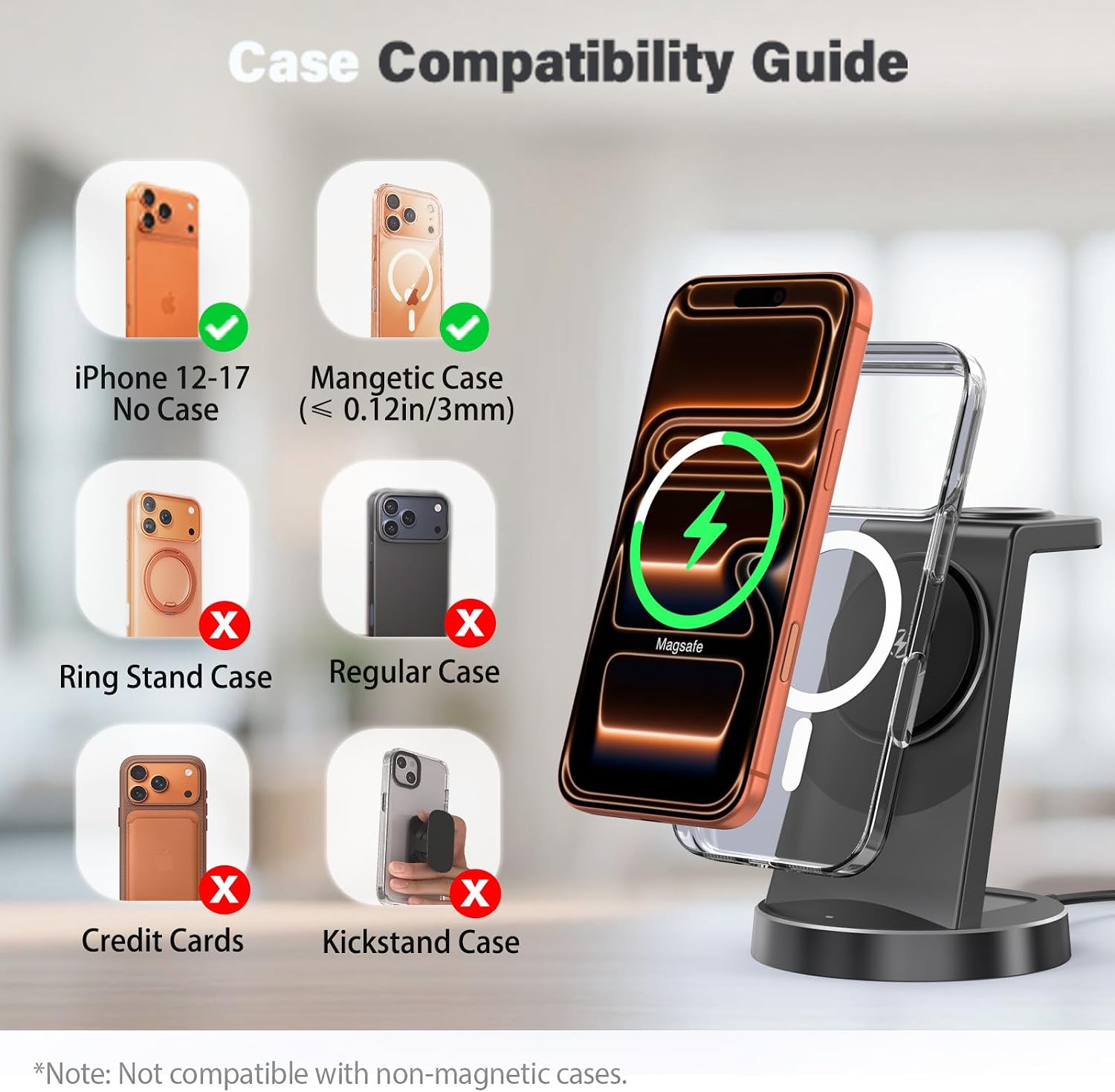 MagSafe Charger 15W Magnetic 3-in-1 Wireless Charging Station for Apple | Phone and Watch Charger for Apple Multiple