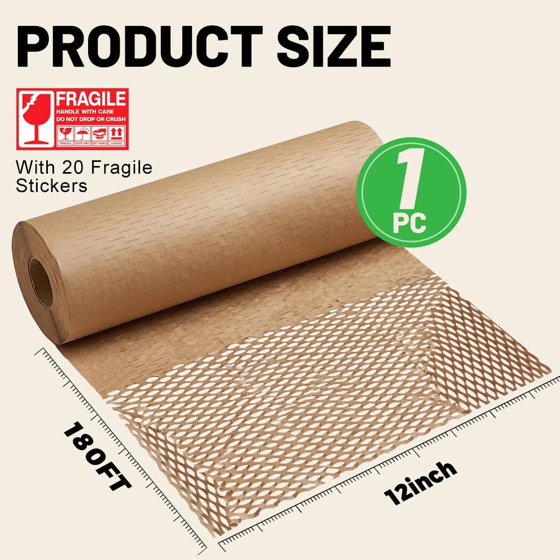 Honeycomb Packing Paper 12" W x 180' L Bubble Cushioning Wrap for Packing Moving Product Gift Wrapping Paper