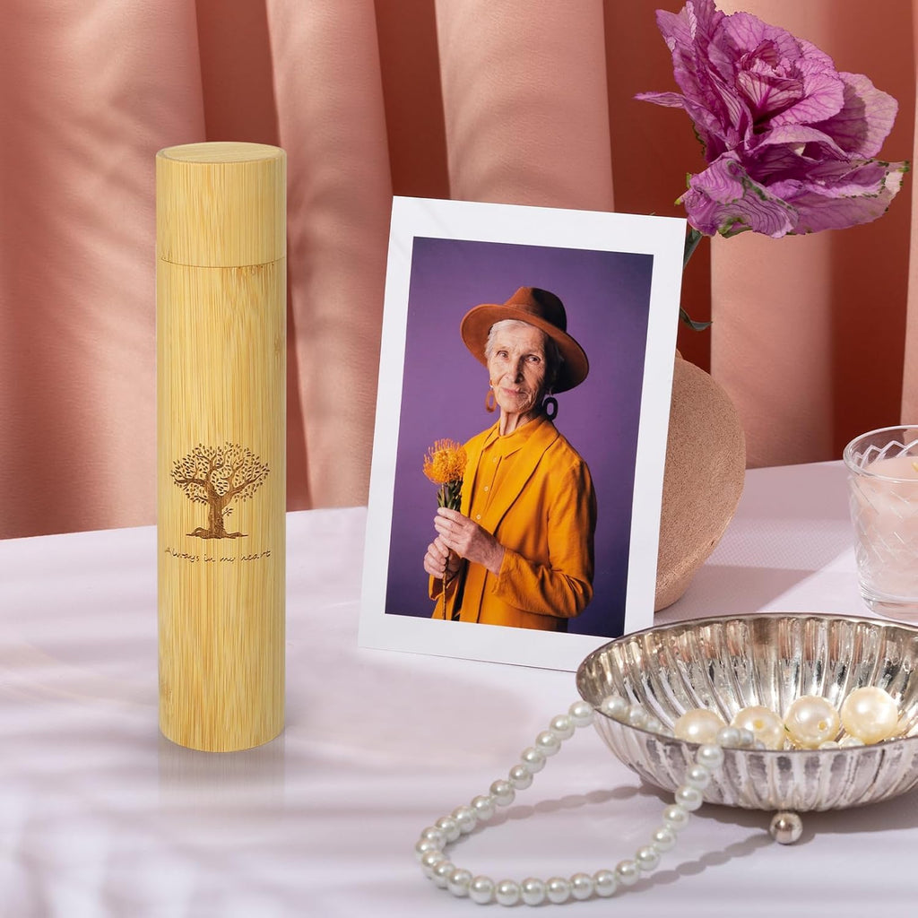 Natural Bamboo Scattering Urns - 9''x2'' Biodegradable Ash Scattering Tubes, Mini Bamboo Spreading Cremation Tube
