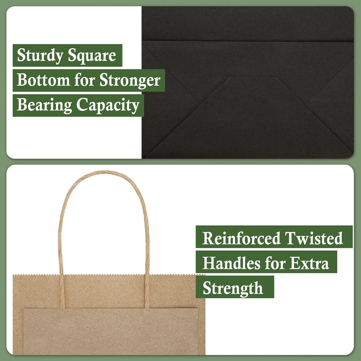 45Pcs Black Paper Bags with Handles, Assorted Sizes Gift Bags Kraft